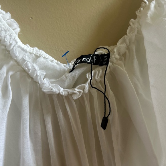 Boohoo Women's NWOT Strapless White Flowy Layered Maxi Dress, Size US 10 - Picture 4 of 5